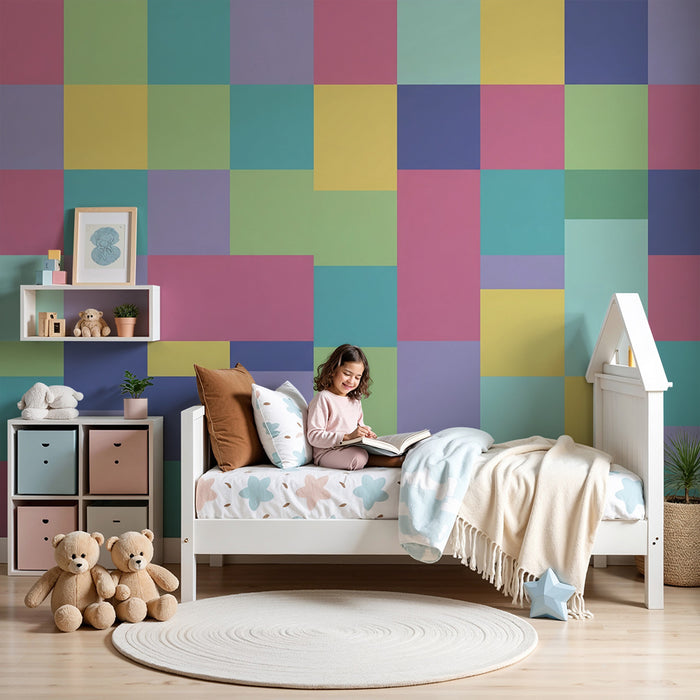 Nursery wallpaper | Colorful geometric patterns in pastel shades