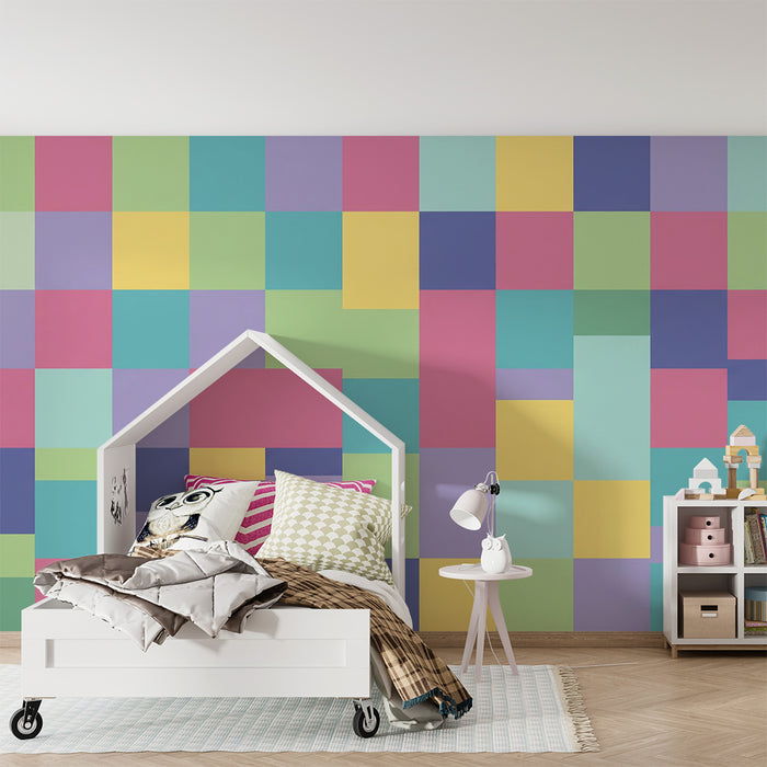 Nursery wallpaper | Colorful geometric patterns in pastel shades