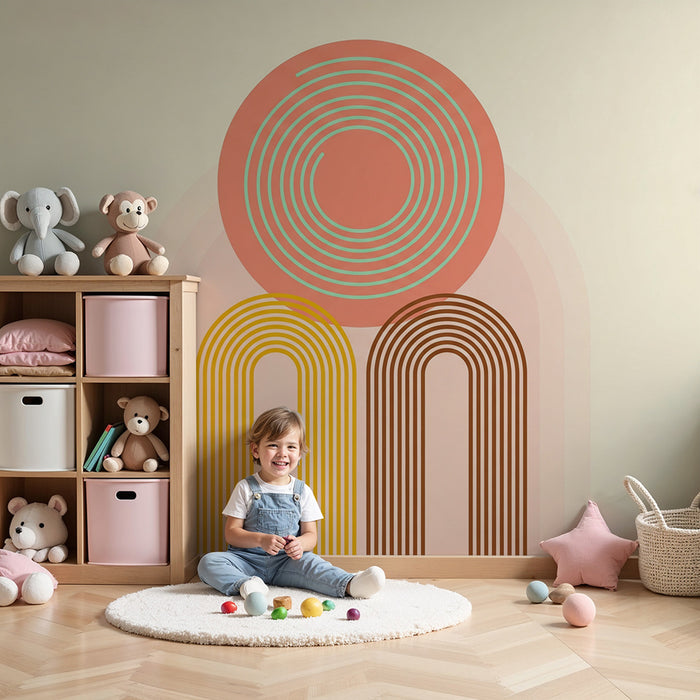 Nursery wallpaper | Soft, colorful geometric patterns
