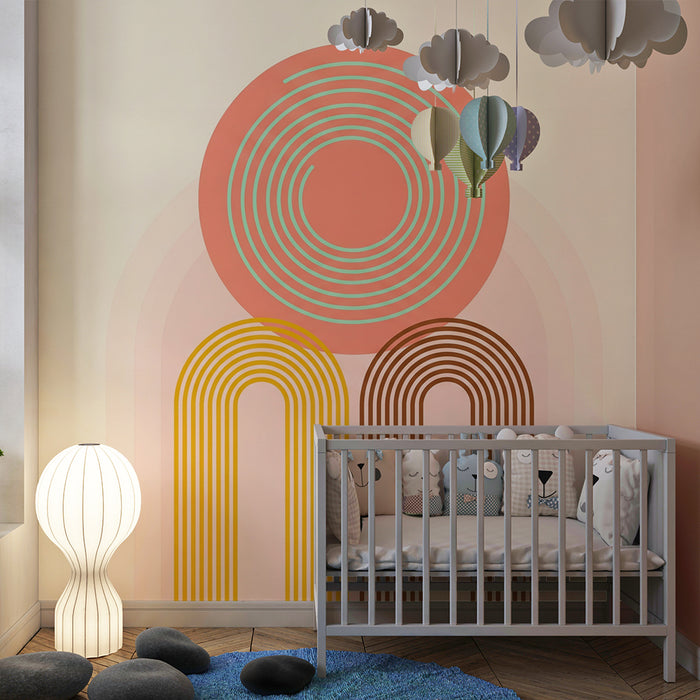 Nursery wallpaper | Soft, colorful geometric patterns