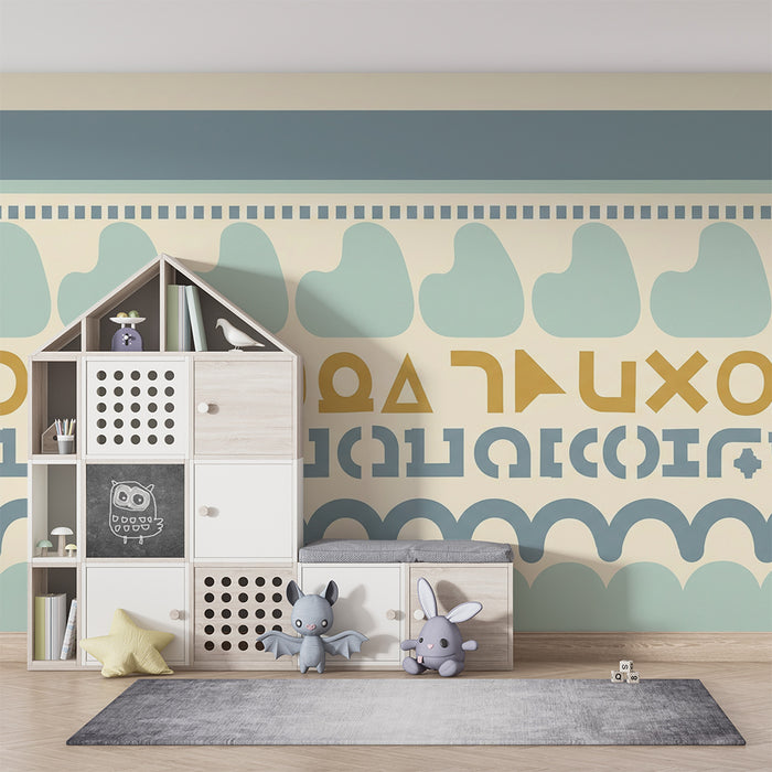 Papier peint chambre bébé | Motifs géométriques délicats en tons pastel