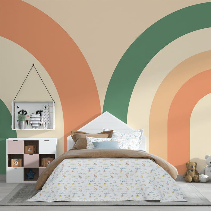 Papier de parede izba pre bábätká | Jemné geometrické vzory s farebnými oblúkmi