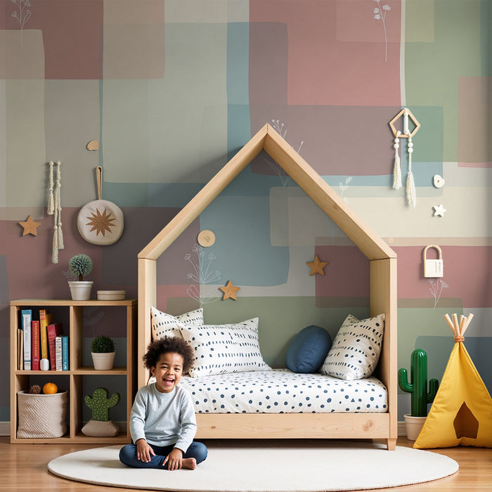 Papier de parede za bebe | Blage geometrijski uzorci s cvjetnim dodirima