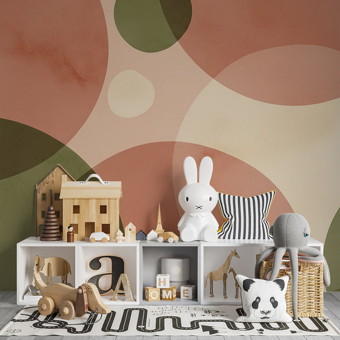 Papier de parede pre detsku izbu | Jemné geometrické vzory v ružovej a zelenej