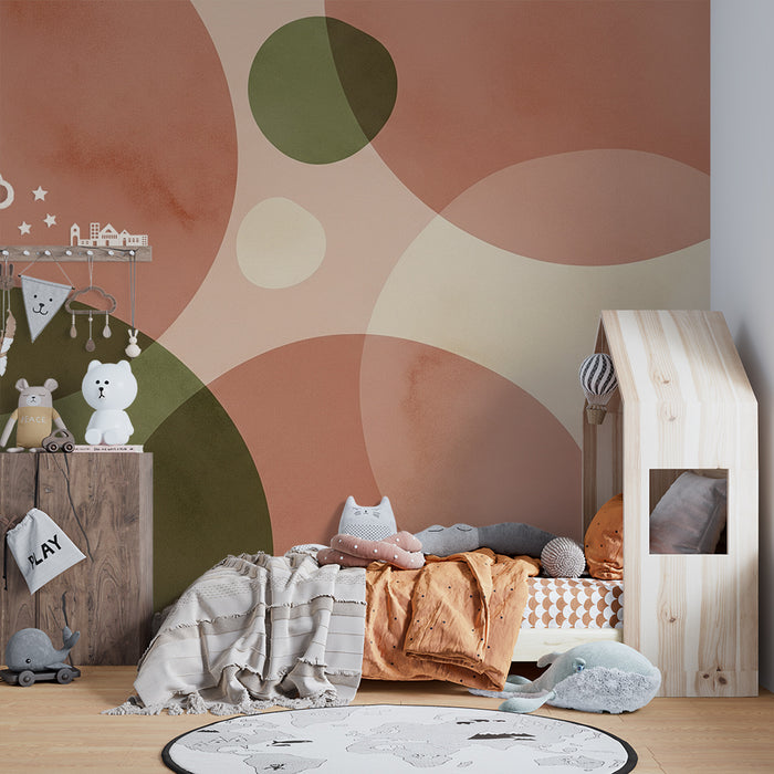 Papier de parede pre detsku izbu | Jemné geometrické vzory v ružovej a zelenej