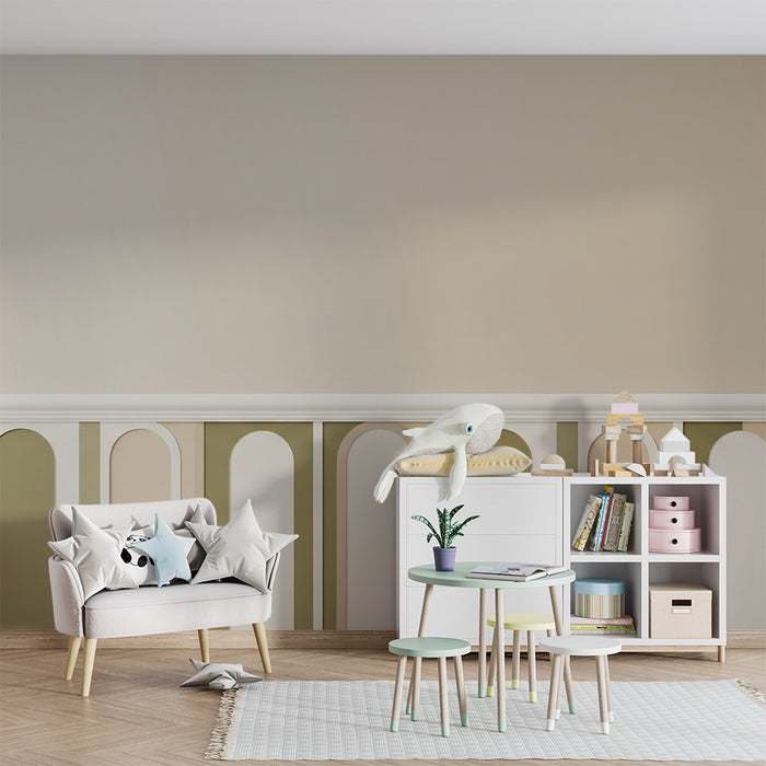 Papel pintado para habitación infantil | Motivos geométricos suaves en tonos naturales