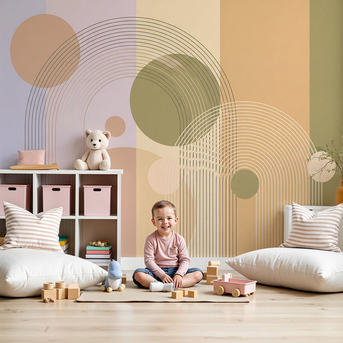 Barnrumspapper | Mjuka geometriska mönster och pastellfärger