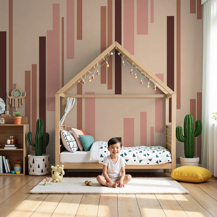 Tapeta do detskej izby | Geometrické motívy v prechode ružovej a hnedej