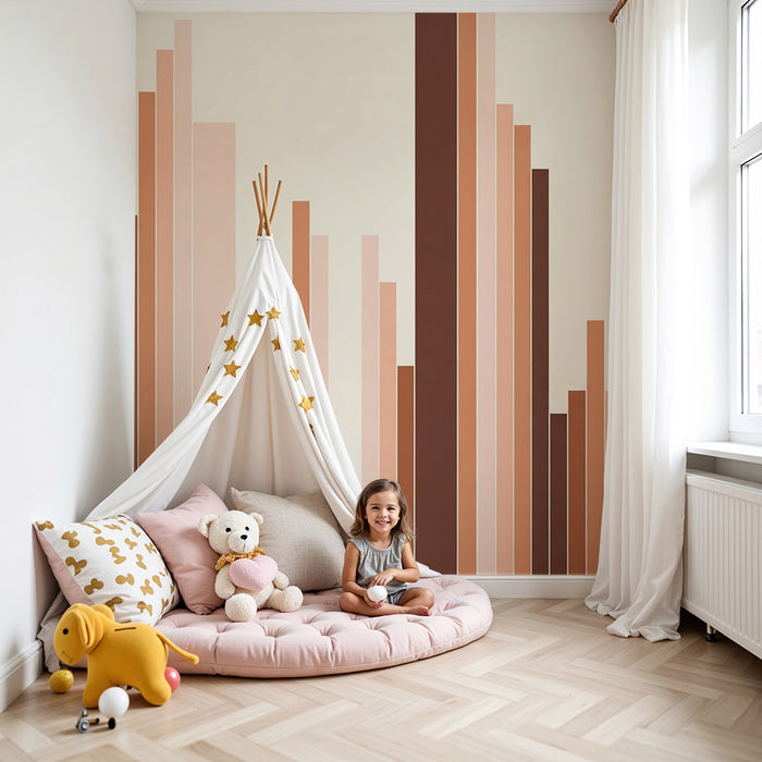 Babyzimmer Tapete | Geometrische Muster in warmen Farbverläufen