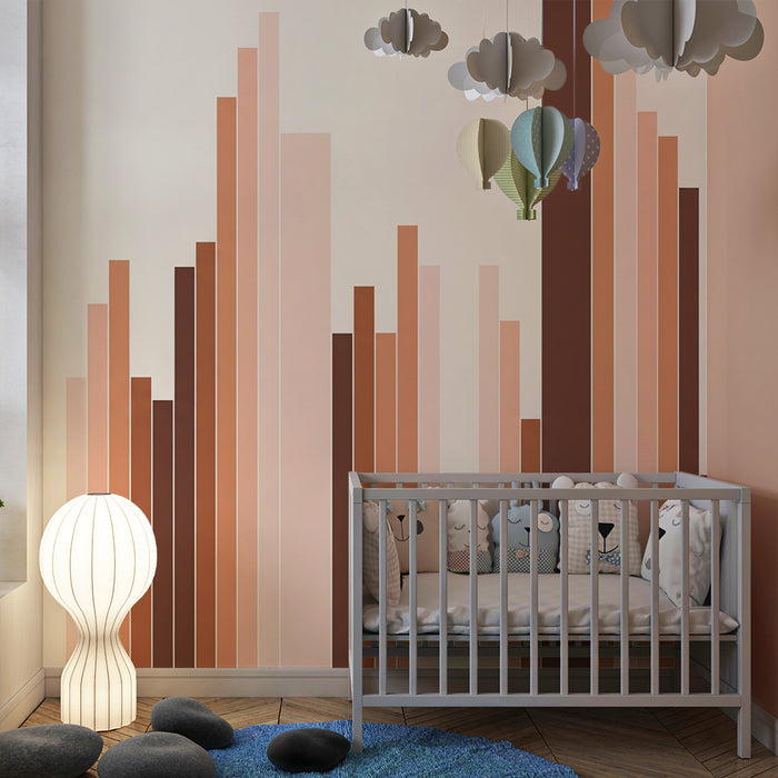 Babyzimmer Tapete | Geometrische Muster in warmen Farbverläufen