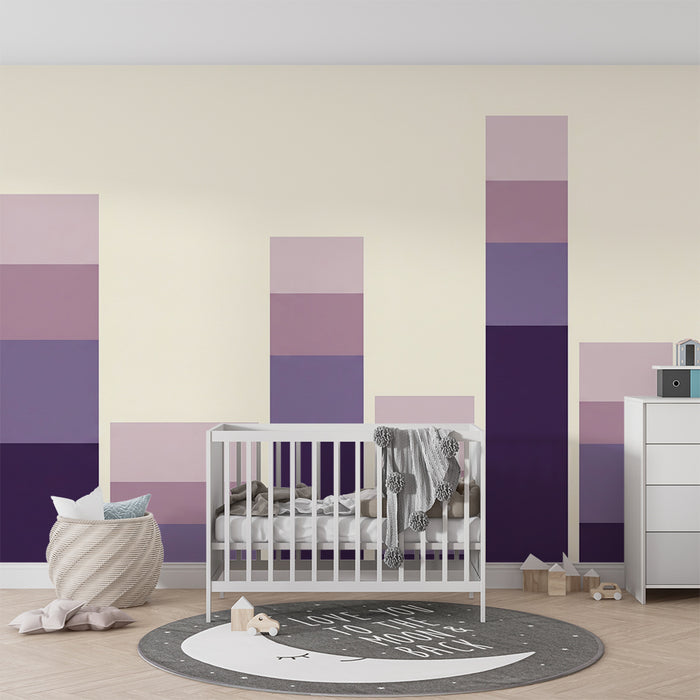 Barnrumspapper | Geometriska mönster i lila och beige toner