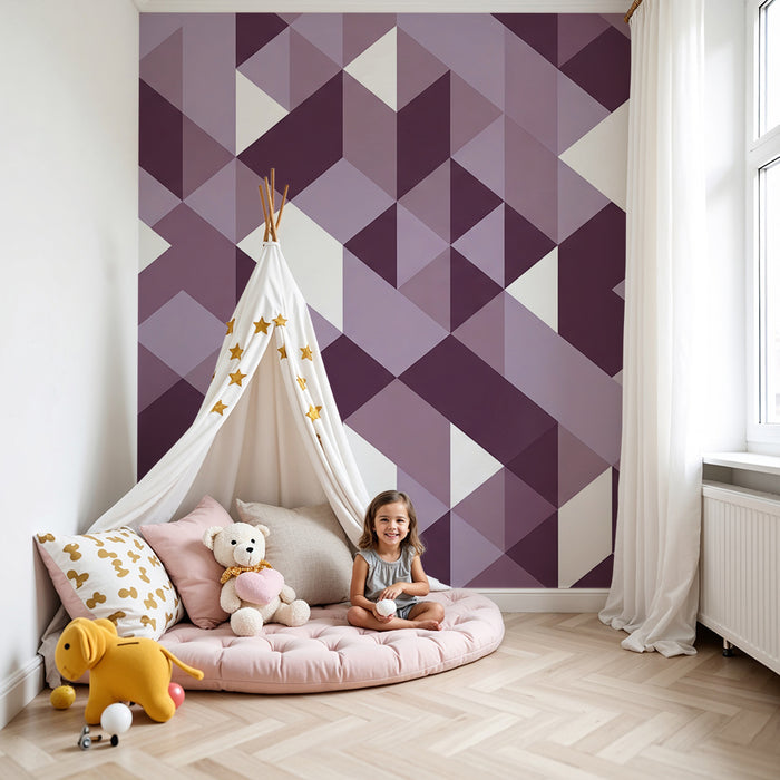Papel de parede quarto bebê | Geometrični vzorci v odtenkih vijolične