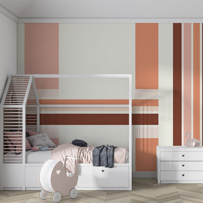 Barnrumstapet | Mjuka geometriska mönster i rosa och terrakotta
