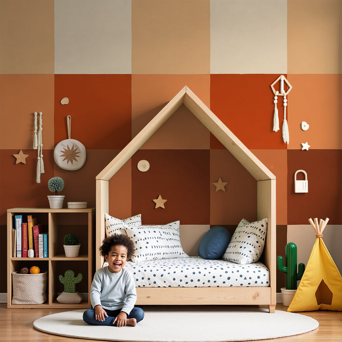 Barntapet | Geometriska mönster i varma toner