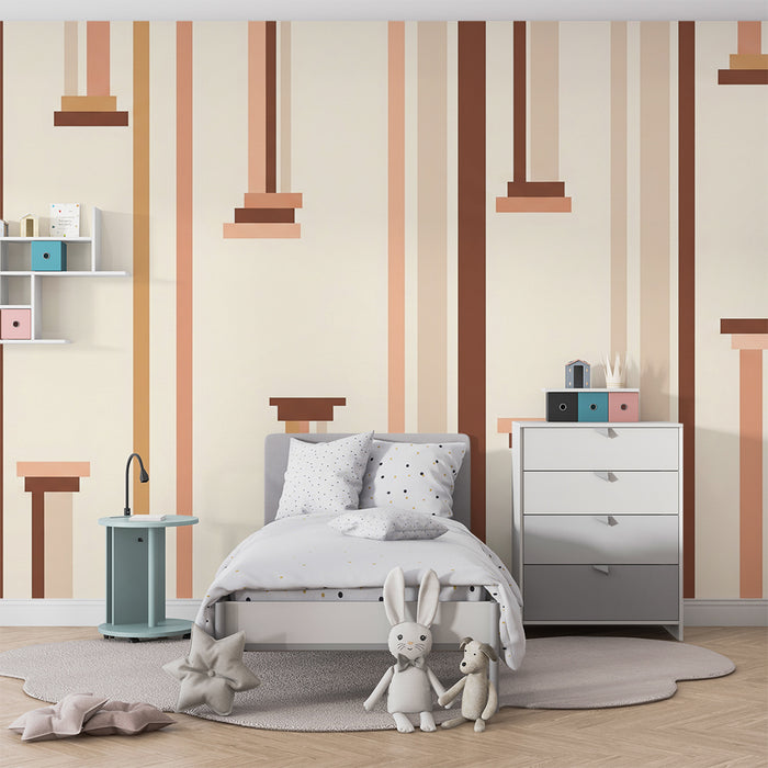 Vauvanhuoneen tapetti | Pehmeät beige- ja vaaleanpunaiset geometriset kuvioinnit