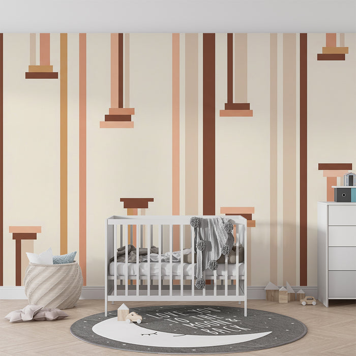 Vauvanhuoneen tapetti | Pehmeät beige- ja vaaleanpunaiset geometriset kuvioinnit
