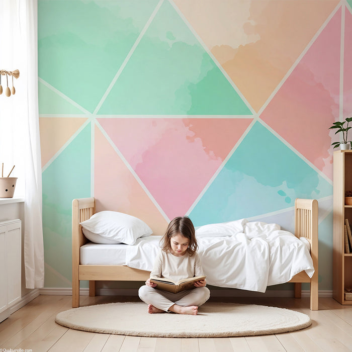 Nursery room wallpaper | Pastel geometric watercolor patterns
