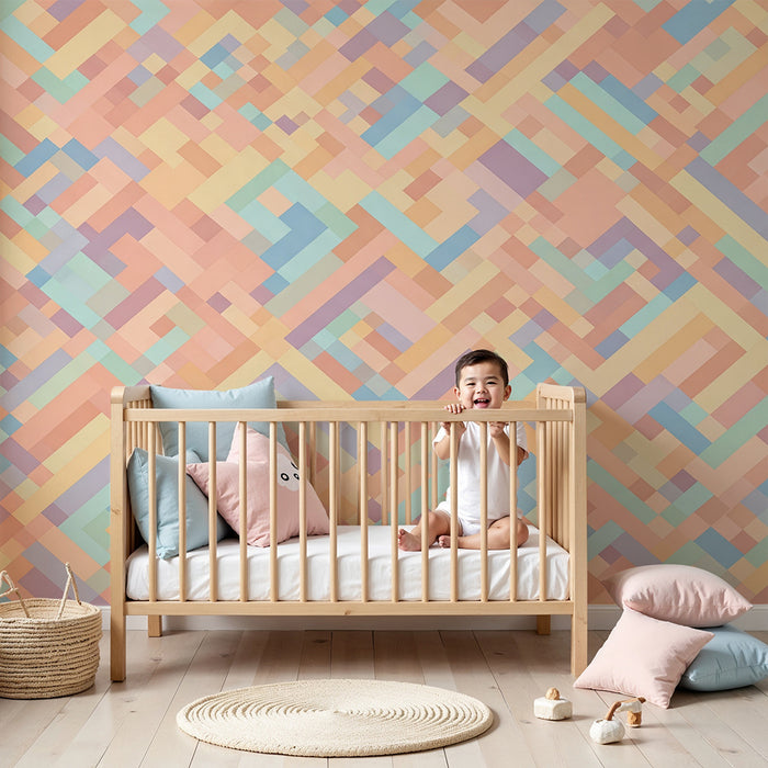 Nursery wallpaper | Soft pastel geometric patterns for a gentle atmosphere