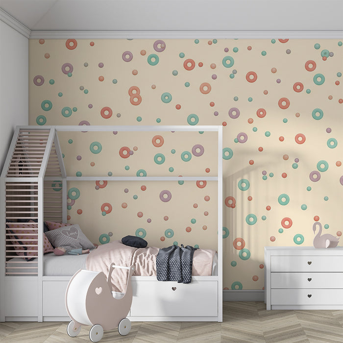 Nursery Wallpaper | Playful Colorful Circles on a Soft Background