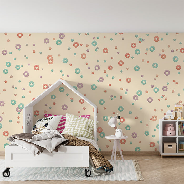 Nursery Wallpaper | Playful Colorful Circles on a Soft Background