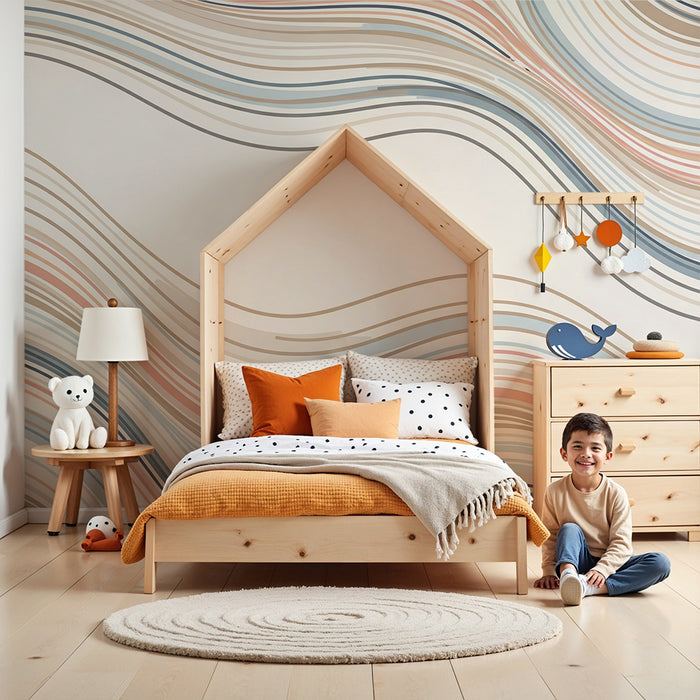 Papier de parede izba pre bábätká | Vlnité vzory v jemných a ukludňujúcich tónoch