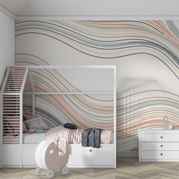 Papier de parede izba pre bábätká | Vlnité vzory v jemných a ukludňujúcich tónoch