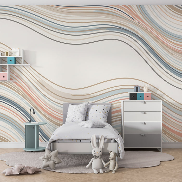 Papier de parede izba pre bábätká | Vlnité vzory v jemných a ukludňujúcich tónoch