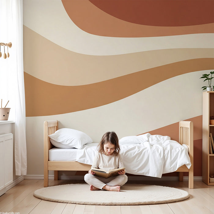 Baby's room wallpaper | Wavy patterns in soft, earthy tones