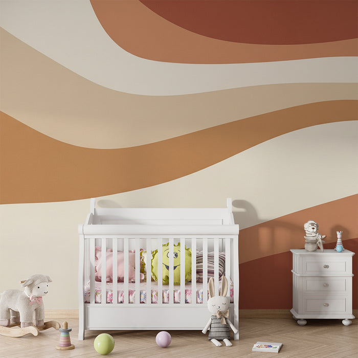 Baby's room wallpaper | Wavy patterns in soft, earthy tones