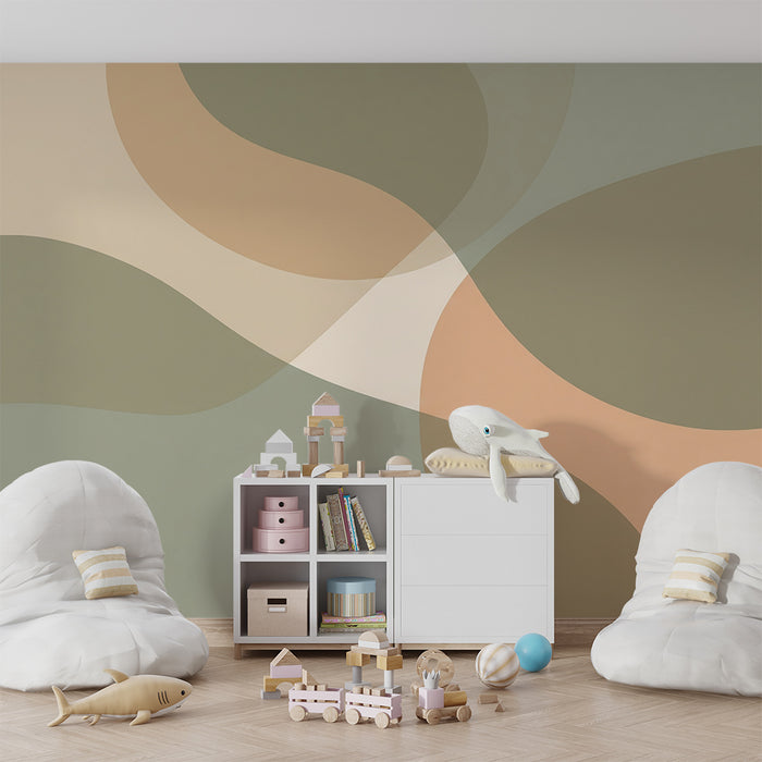 Papel de parede para quarto de bebé | Padrões orgânicos com tons suaves e relaxantes