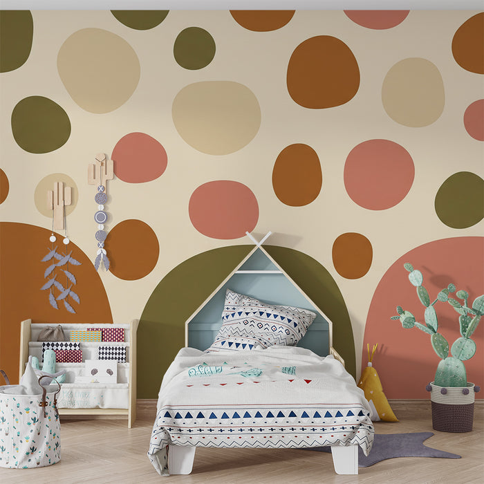 Børneværelse tapet | Organiske mønstre i blide og varme nuancer