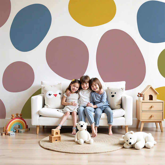 Nursery wallpaper | Colorful organic patterns on a white background