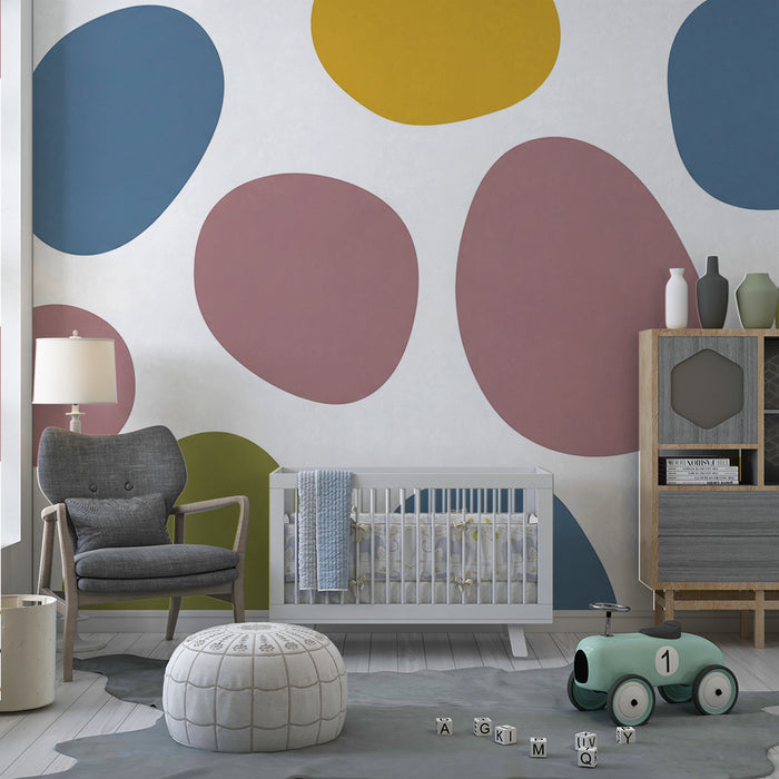 Nursery wallpaper | Colorful organic patterns on a white background