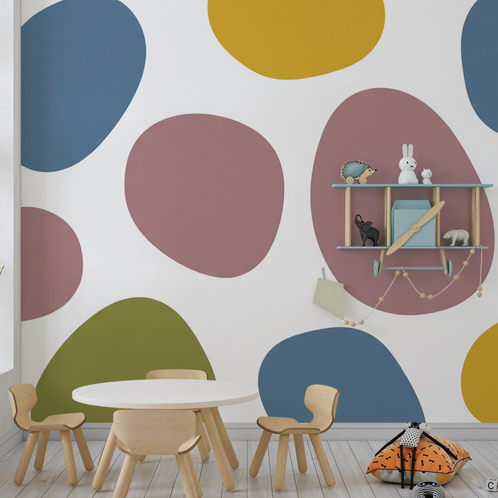 Nursery wallpaper | Colorful organic patterns on a white background