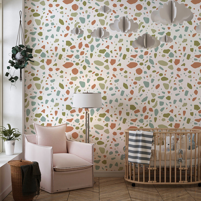 Børneværelse tapet | Organiske mønstre i blide farver for en beroligende stemning