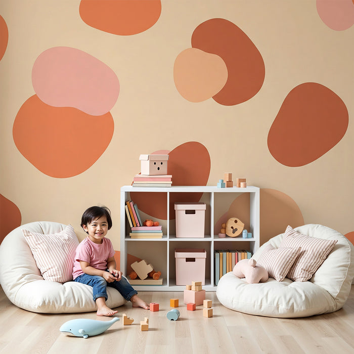 Baba szobai tapéta | Puha barack és bézs színű organikus minták