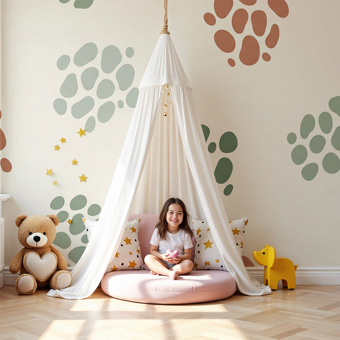 Nursery wallpaper | Soft-toned organic patterns on a light background
