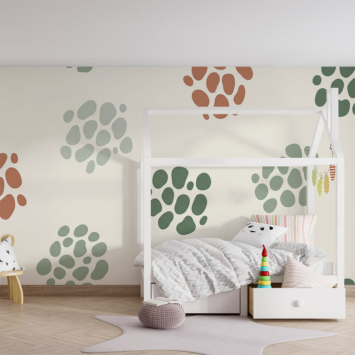 Nursery wallpaper | Soft-toned organic patterns on a light background
