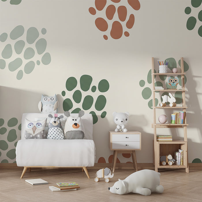 Nursery wallpaper | Soft-toned organic patterns on a light background