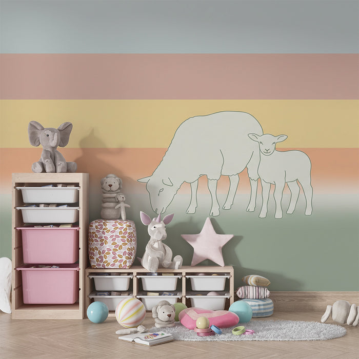 Barntapet | Lugna får på pastellfond