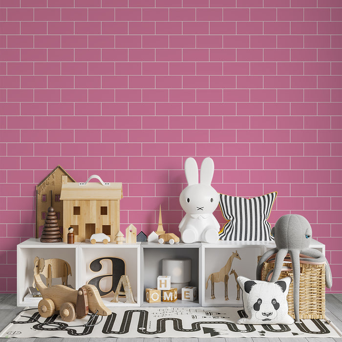 Babykamer behang | Roze bakstenen muren voor een zachte sfeer