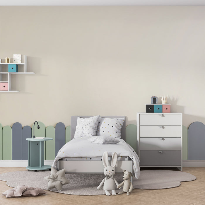 Papel de parede para quarto de bebé | Paredes suaves com padrões de cerca em tons pastel