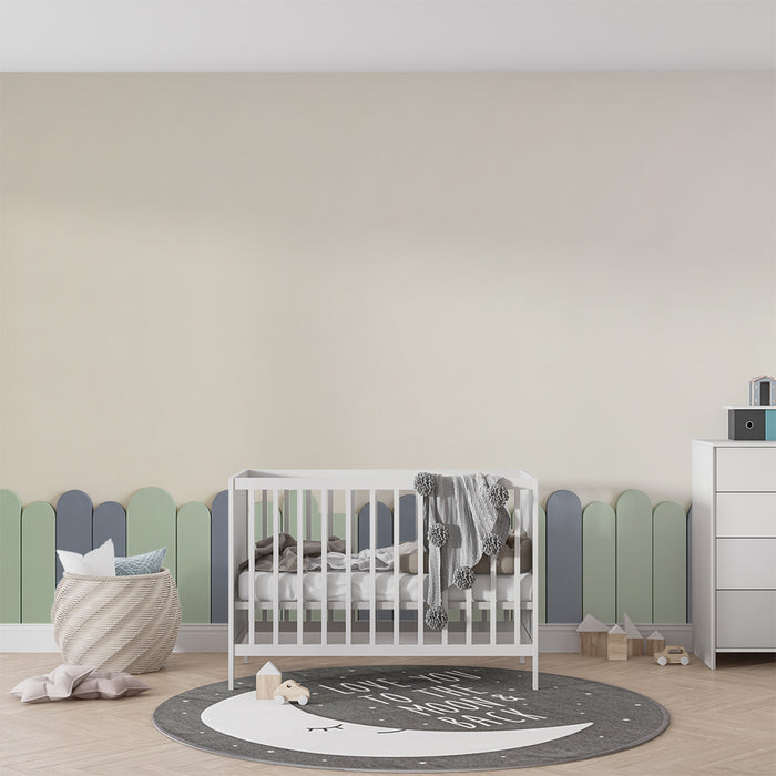 Papel de parede para quarto de bebé | Paredes suaves com padrões de cerca em tons pastel