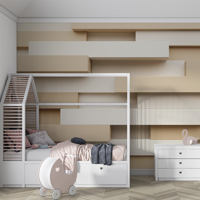 Carta da parati bambini | Pareti in moderni blocchi nei toni beige e bianco
