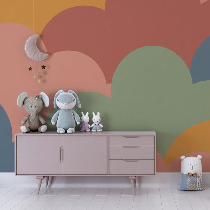 Papier peint chambre bébé | Nuages colorés en tons doux et apaisants