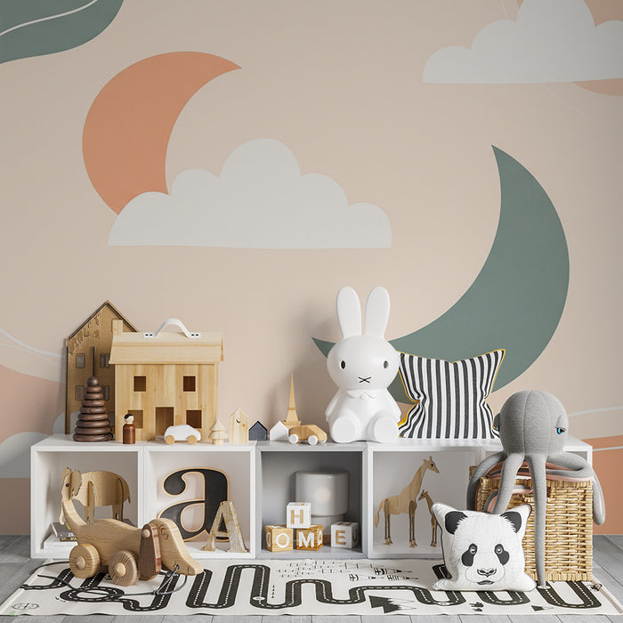 Babyzimmer Tapete | Sanfte Wolken und organische Formen in Pastellfarben