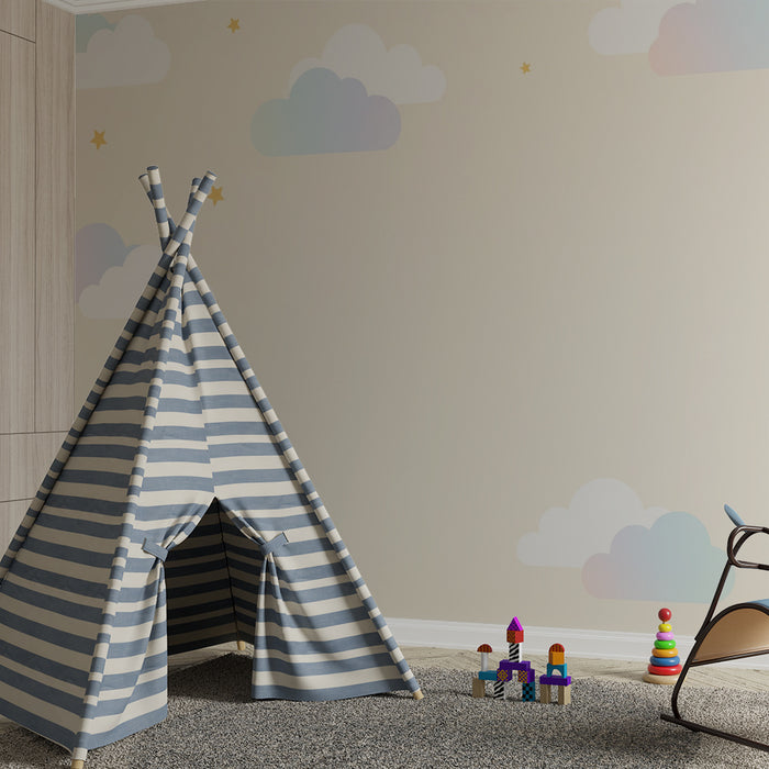 Papel de parede quarto bebê | Nuvens em degradê
