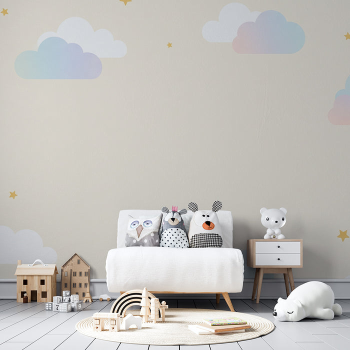 Papel de parede quarto bebê | Nuvens em degradê