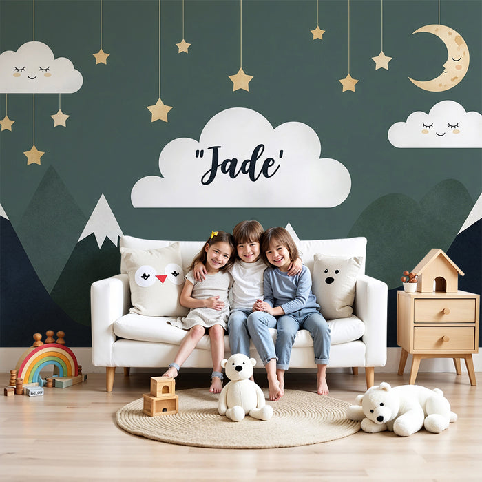 Babyzimmer Tapete | Lächelnde Wolken und Jadegipfel