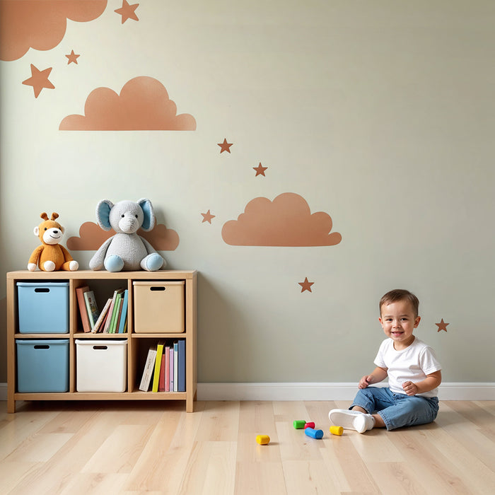 Papier de parede soba bebe | Terakota oblaci i sjajne zvijezde